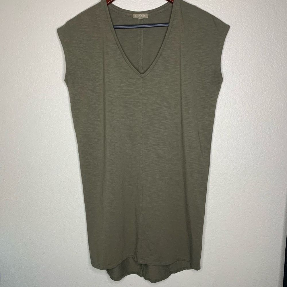 Lilla P Women's Army Green V-Neck Sleeveless Shift Dress Size XS